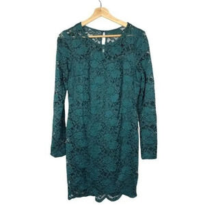 Fortune & Ivy Sylvia Emerald Green Long Sleeve Lace Christmas Party Dress L